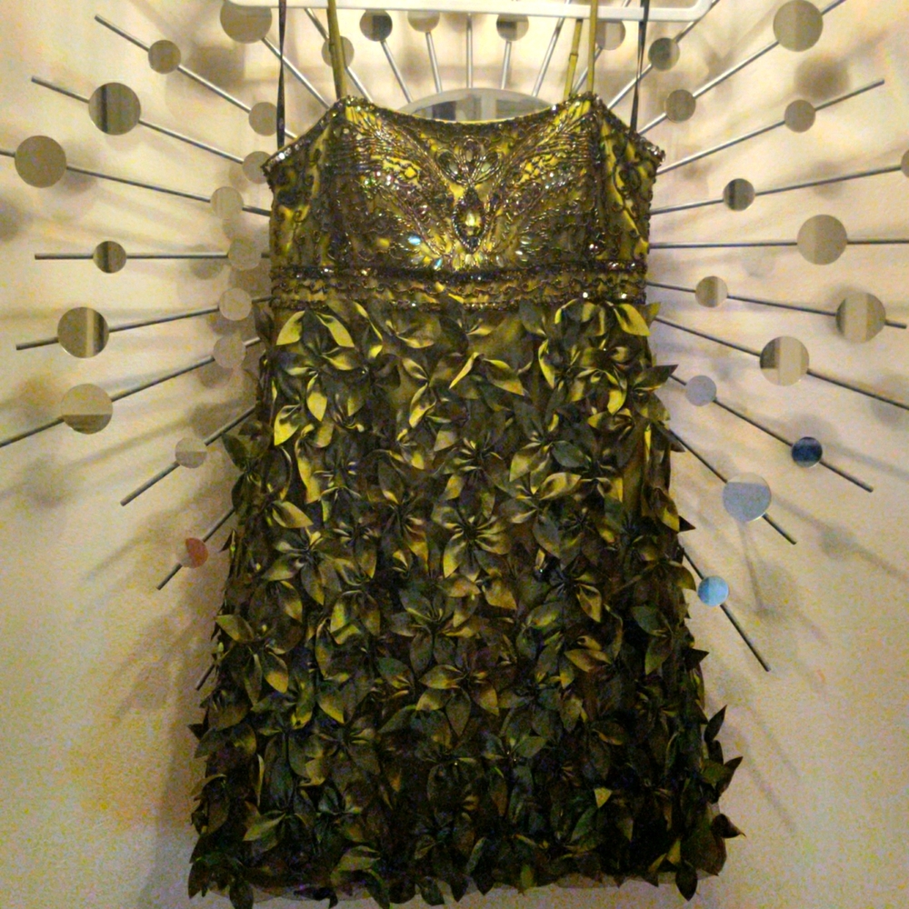 Vintage SUE WONG Beaded Green Cocktail / Party Dress 👗 Size S
